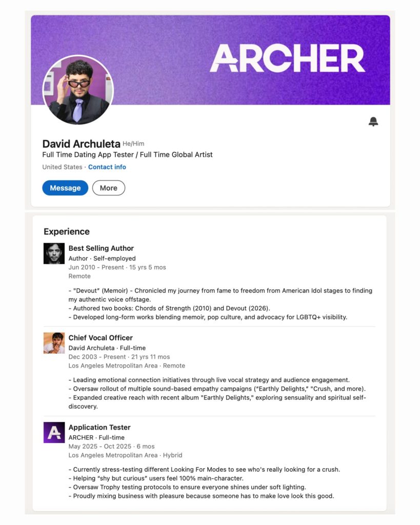 David Archuleta ARCHER LinkedIn Profile