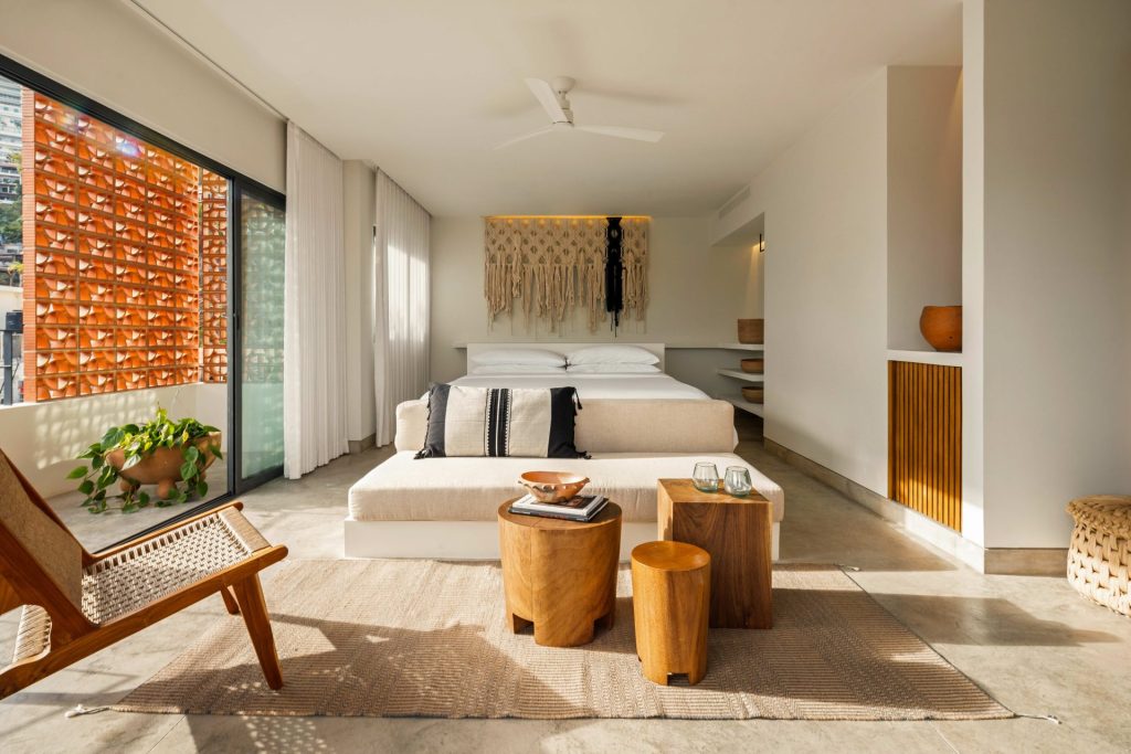 Guest Room features modern minimal Mexican Design at The Tryst Puerto Vallarta Credit Oscar Hernandez for Tryst Hotels