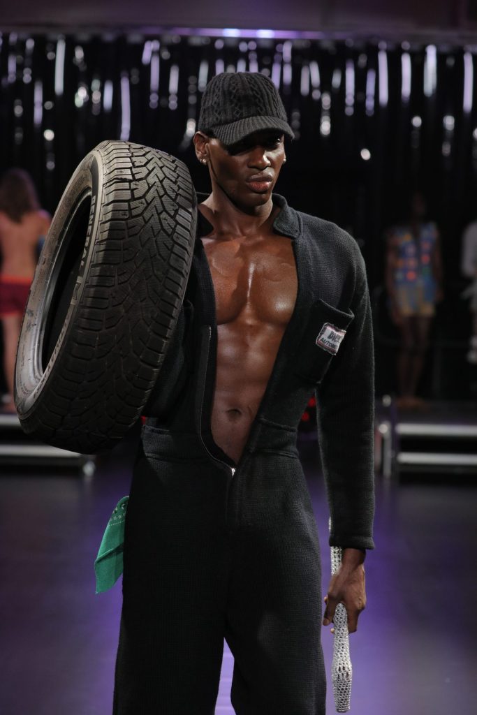 Look 17 Auto Mechanic Grindr x Rainbow Wool I Wool Survive Designed by Michael Schmidt