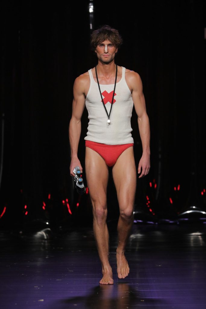 Look 26 Lifeguard Grindr x Rainbow Wool I Wool Survive Designed by Michael Schmidt