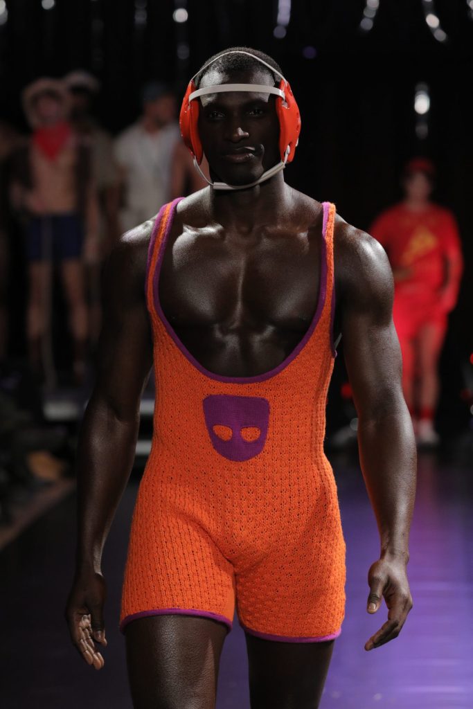 Look 32 Wrestler Grindr x Rainbow Wool I Wool Survive Designed by Michael Schmidt